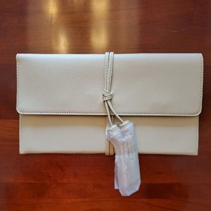 Beige Tassel Clutch